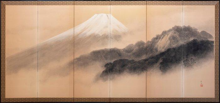 Bybu kamerscherm - Een zesluikige Bybu () die Mount Fuji, Antiek en Kunst, Antiek | Overige Antiek