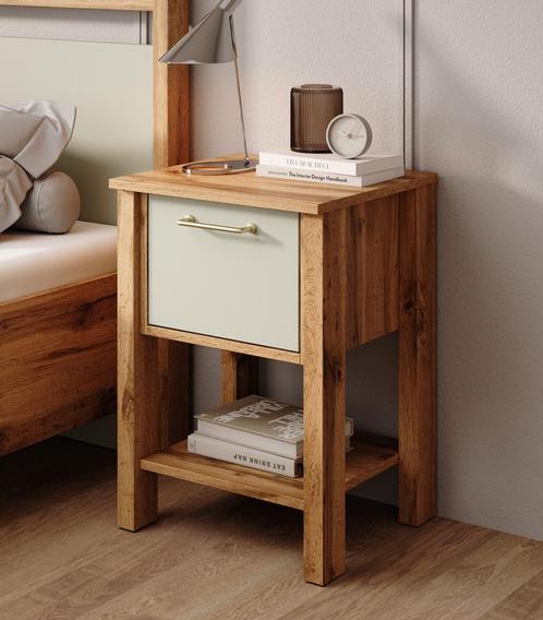 Meubella Nachtkastje Isaac eiken 42 cm met lade, Huis en Inrichting, Kasten | Overige, Nieuw, Verzenden
