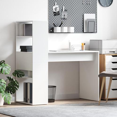 vidaXL Bureau met Opslag Wit 113x54x120 cm Gelaagd Hout, Huis en Inrichting, Bureaus, Nieuw, Verzenden