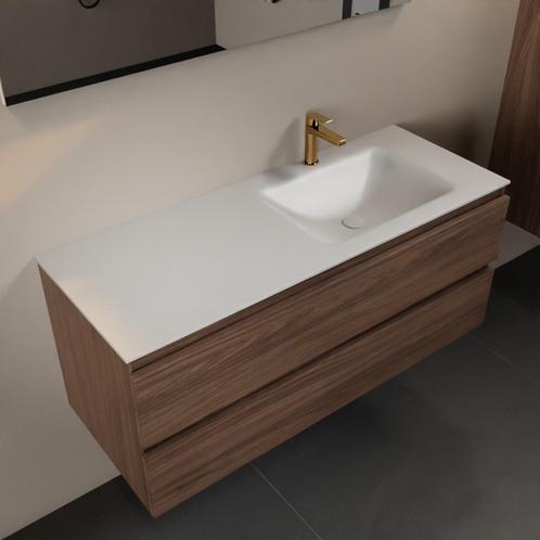 MONDIAZ AIVY 120cm badmeubel Mocha, wastafel Talc solid, Doe-het-zelf en Bouw, Sanitair, Overige typen, Nieuw, Ophalen of Verzenden