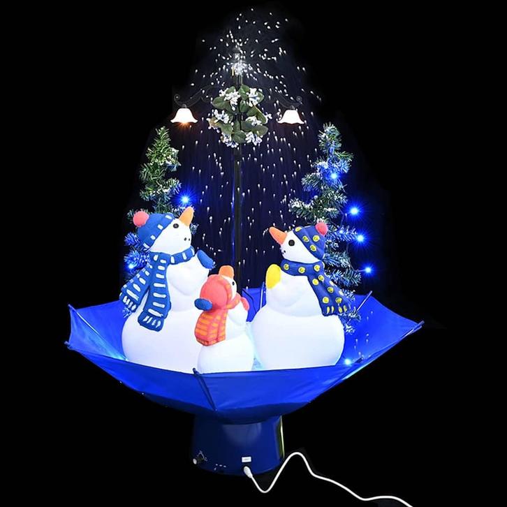 vidaXL Kerstboom sneeuwend met paraplubasis 75 cm PVC blauw, Diversen, Kerst, Nieuw, Verzenden