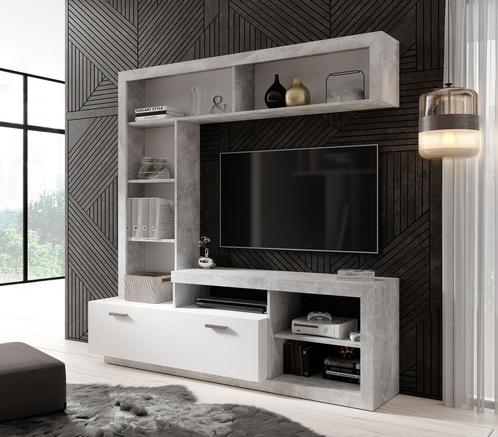 Wandmeubel - Betonlook - Wit - 170x42x171 - TV kast, Huis en Inrichting, Kasten | Wandmeubels, 25 tot 50 cm, Nieuw, 150 tot 200 cm