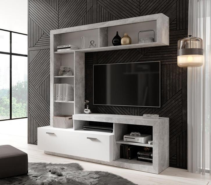 Wandmeubel - Betonlook - Wit - 170x42x171 - TV kast, Huis en Inrichting, Kasten | Wandmeubels, 25 tot 50 cm, Nieuw, 150 tot 200 cm