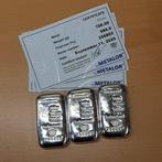 300 gram, (3 x 100 grs) - Zilver .999 - Metalor - Met, Timbres & Monnaies, Métaux nobles & Lingots