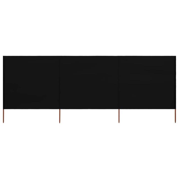 vidaXL Windscherm 3-panelen 400x160 cm stof zwart, Tuin en Terras, Parasols, Nieuw, Verzenden