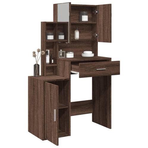 vidaXL Kaptafel met kastje 80x35x132 cm bruin eikenkleur, Huis en Inrichting, Tafels | Kaptafels, Nieuw, Verzenden