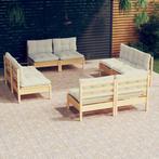 vidaXL 8-delige Loungeset met crèmekleurige kussens, Tuin en Terras, Verzenden, Nieuw, Loungeset