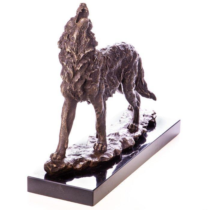 Figuur - Bronzefigur heulender Wolf, Statue, Skulptur, 8,3, Antiek en Kunst, Curiosa en Brocante