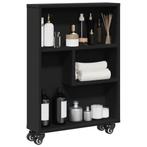 vidaXL Opbergtrolley smal 48x13x68 cm bewerkt hout zwart, Verzenden, Nieuw