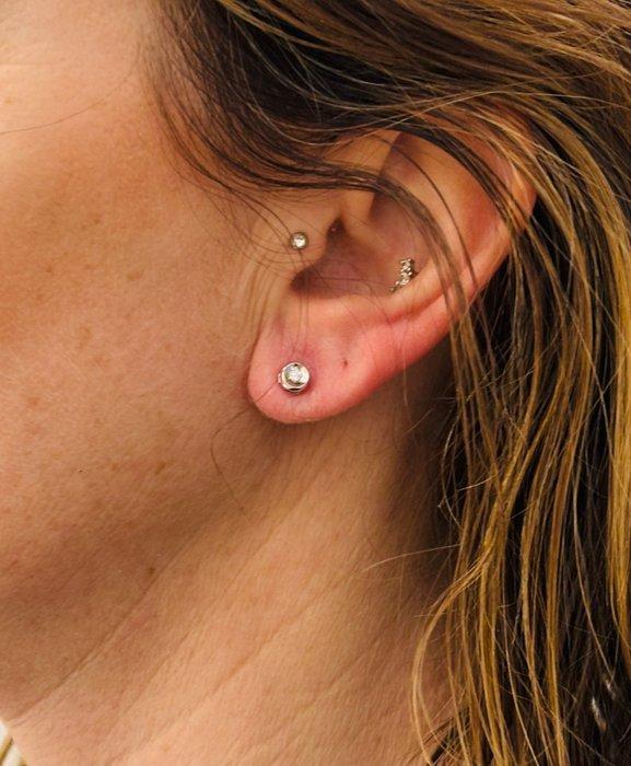 Zonder minimumprijs - Oorbellen - 18 karaat Witgoud -, Bijoux, Sacs & Beauté, Boucles d'oreilles