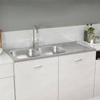 vidaXL Gootsteen dubbele bakken 1200x500x155 mm roestvrij, Verzenden, Nieuw
