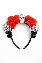 Haarband Skull Rode Rozen Gaas Skelet Bloemen Diadeem Doodsh, Kleding | Dames, Ophalen of Verzenden, Nieuw