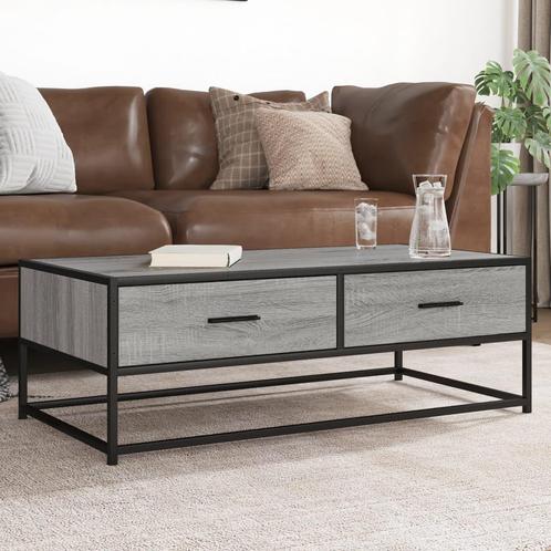 vidaXL Salontafel 100x50x35 cm bewerkt hout en metaal grijs, Huis en Inrichting, Tafels | Salontafels, Nieuw, Verzenden