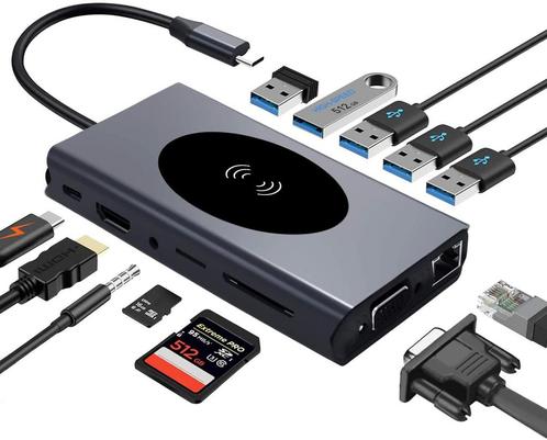 DrPhone MD6 - 13 in 1 - USB-C Hub Adapter - Uitbreiding, Informatique & Logiciels, Ordinateurs & Logiciels Autre, Envoi