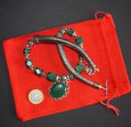 Ketting 45 cm + hanger 2,8 cm en kralen van groen onyx -, Verzamelen