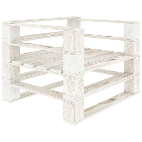 vidaXL Tuinfauteuil pallet hout wit, Tuin en Terras, Tuinsets en Loungesets, Nieuw, Verzenden