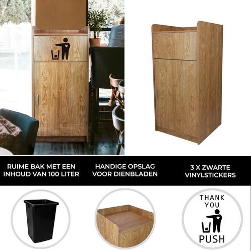 Afvalbak & Dienbladhouder - Licht eiken hout - 100 Liter, Maison & Meubles, Accessoires pour la Maison | Poubelles, Envoi