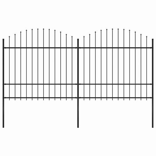 vidaXL Tuinhek met speerpunt staal 359x175 cm zwart, Tuin en Terras, Tuinhekken en Hekwerk, Nieuw, Verzenden