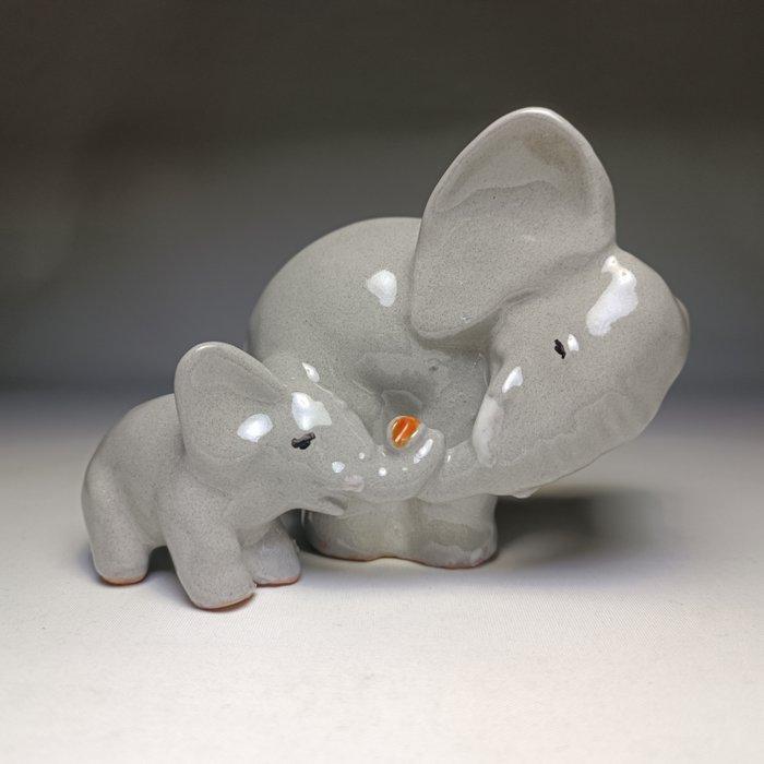 Gyarmathy Ceramics - Sculpture, Art Deco Elephants - 13 cm -, Antiquités & Art, Antiquités | Verre & Cristal