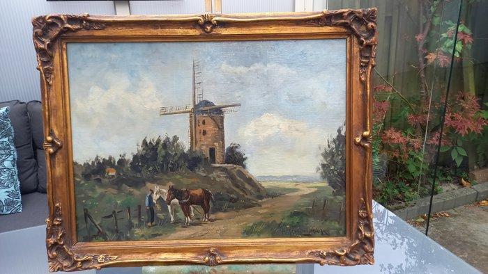 H C Kranenburg jr (1917-1997) - Molenaar voedt zijn paarden, Antiek en Kunst, Kunst | Schilderijen | Klassiek