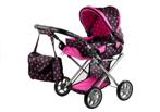 Poppenwagen Zwart/Roze Stippen | Retour Deal | 40% Korting, Verzenden, Nieuw, Duw- of Trekspeelgoed
