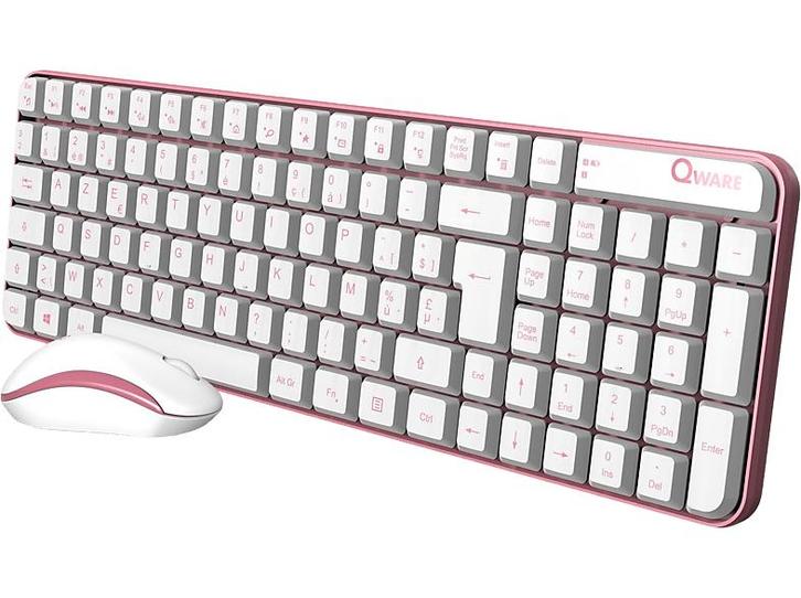 Qware - Draadloos toetsenbord + muis - Azerty - Roze, Computers en Software, Toetsenborden, Draadloos, Azerty, Nieuw, Verzenden