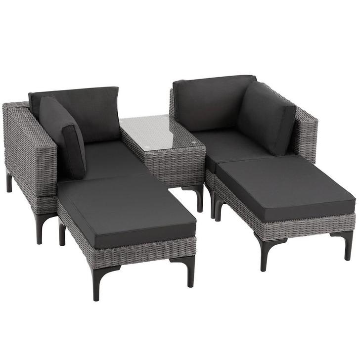 tectake Wicker lounge Bellaria met aluminium frame - grijs, Tuin en Terras, Tuinsets en Loungesets, Verzenden