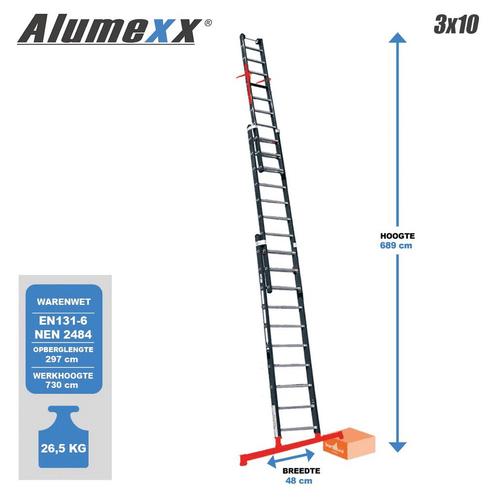 Smart level ladder met Topsafe Systeem 3 Delig, Doe-het-zelf en Bouw, Ladders en Trappen, Nieuw, Verzenden
