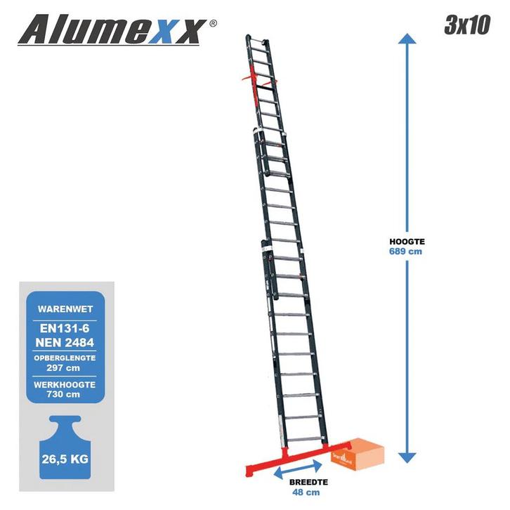 Smart level ladder met Topsafe Systeem 3 Delig, Bricolage & Construction, Échelles & Escaliers, Envoi