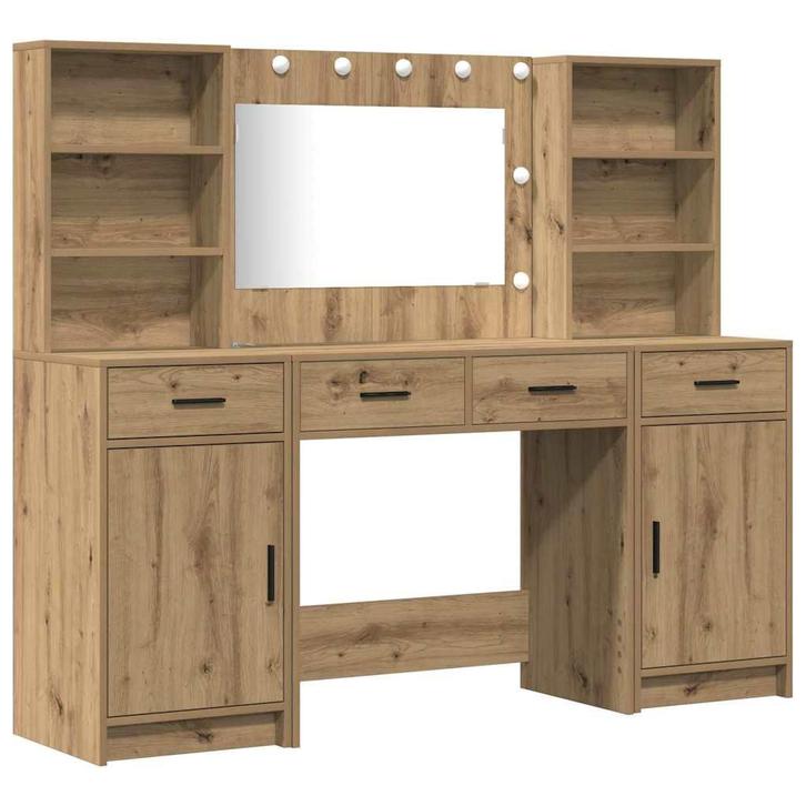 vidaXL Kaptafelset 3 pcs artisanaal eikenkleurig 78.5 x 41 x, Huis en Inrichting, Tafels | Kaptafels, Nieuw, Verzenden