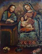 École de Cuzco (XIX-XX) - La Sainte Famille, Antiek en Kunst