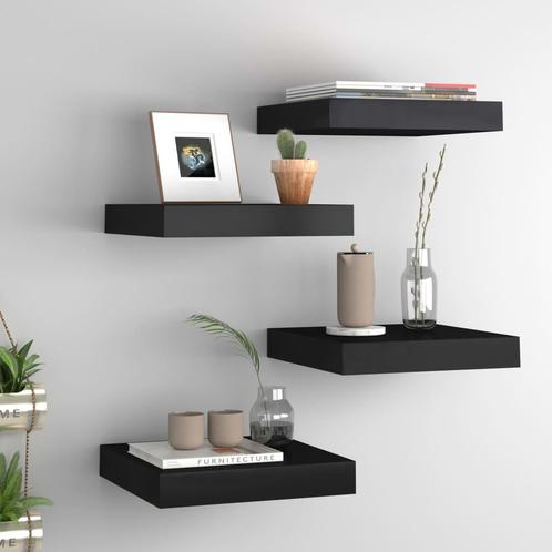 vidaXL Wandschappen zwevend 4 st 23x23,5x3,8 cm MDF zwart, Huis en Inrichting, Kasten | Wandmeubels, Nieuw, Verzenden