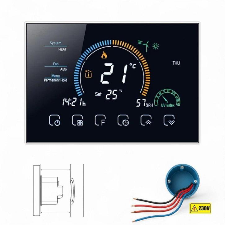 Wifi Inbouw Thermostaat met Touchscreen voor C.V. Installati, Bricolage & Construction, Thermostats, Envoi