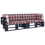 vidaXL Tweezitsbank pallet met kussens zwart geïmpregneerd, Verzenden, Nieuw