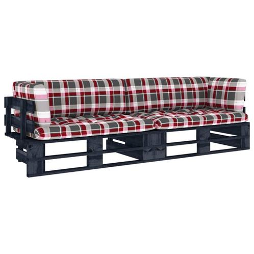 vidaXL Tweezitsbank pallet met kussens zwart geïmpregneerd, Tuin en Terras, Tuinsets en Loungesets, Nieuw, Verzenden