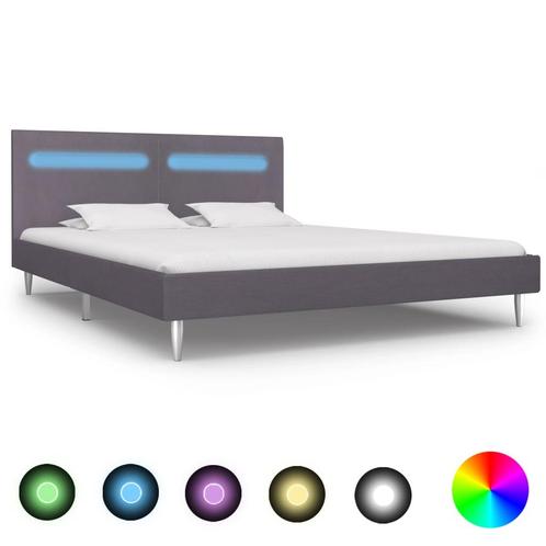 vidaXL Bedframe met LED stof grijs 180x200 cm, Maison & Meubles, Chambre à coucher | Lits, Envoi