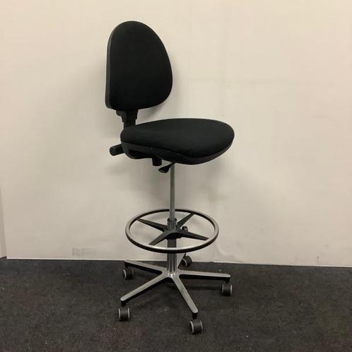 Balie / hoge werkstoel met voetenring, zwart - chroom, Maison & Meubles, Chaises de bureau