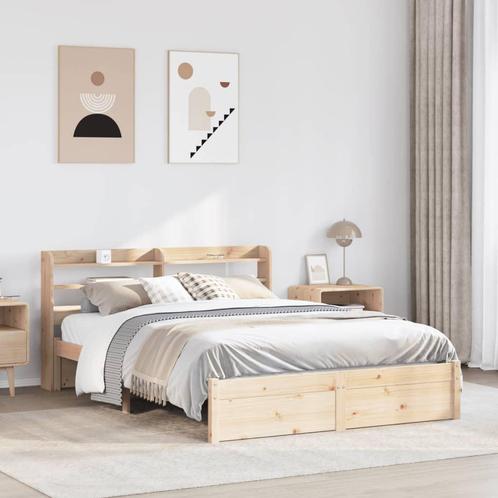 vidaXL Bedframe met hoofdbord massief grenenhout 140x190 cm, Huis en Inrichting, Slaapkamer | Bedden, Nieuw, Verzenden