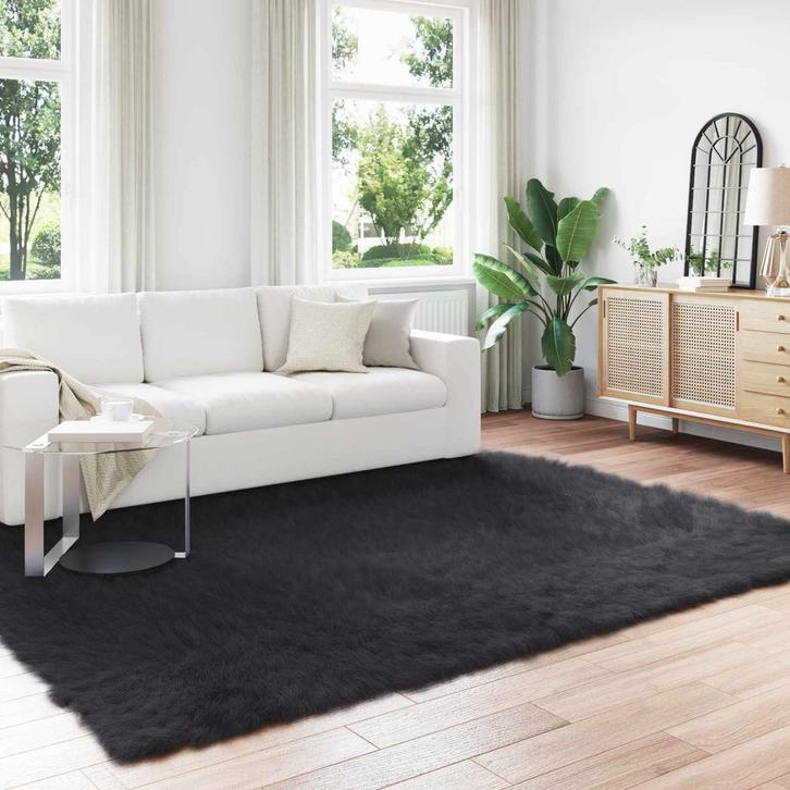 vidaXL Faux Schaapsvacht Tapijt Tafalla Zwart 200 x 280 cm, Huis en Inrichting, Stoffering | Tapijten en Vloerkleden, Nieuw, Verzenden