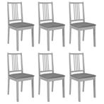 vidaXL Chaises à manger avec coussins lot de 6 gris bois, Maison & Meubles, Verzenden, Neuf