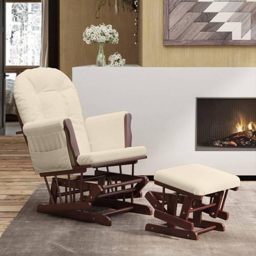vidaXL Schuifstoel met voetenbank stof crèmewit, Huis en Inrichting, Stoelen, Nieuw, Verzenden