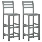 vidaXL Tabourets de bar lot de 2 gris bois dacacia, Verzenden