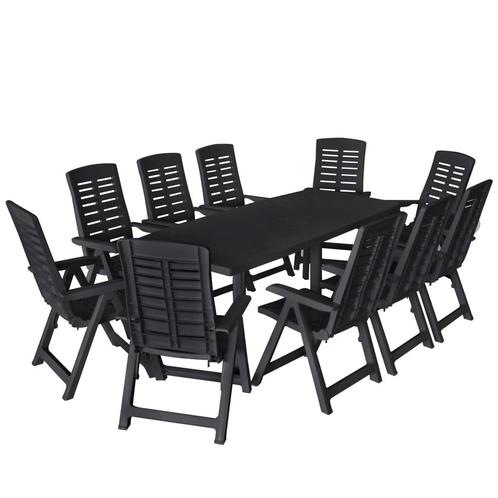 vidaXL 11-delige Tuinset kunststof antraciet, Tuin en Terras, Tuinsets en Loungesets, Tuinset, Nieuw, Verzenden