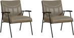 Set van 2 Grijze leren industriële retro fauteuils - Vintage, Ophalen of Verzenden