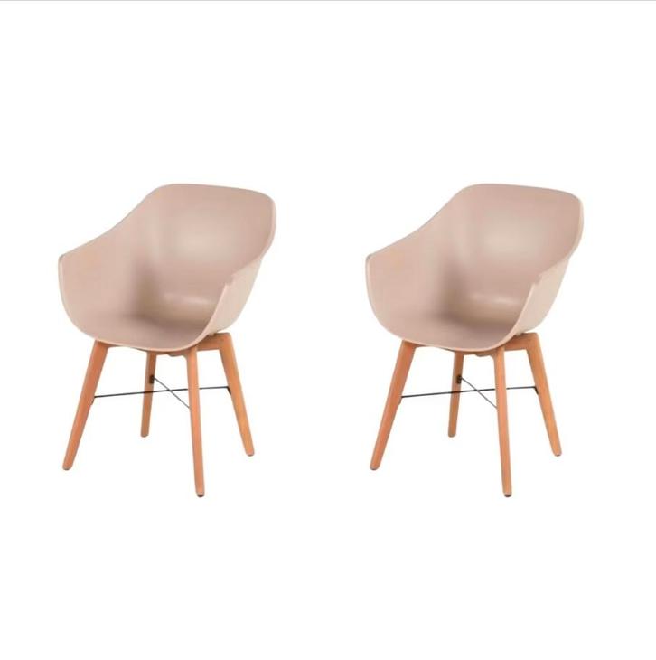 2dekans | Hartman Iris Tuinstoel 2x - Beige Kunststof Kuip -, Tuin en Terras, Tuinsets en Loungesets, Ophalen of Verzenden