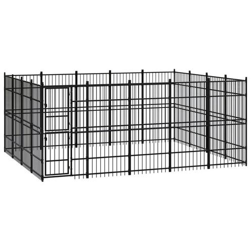 vidaXL Hondenkennel 18,43 m² staal, Dieren en Toebehoren, Hondenbenches, Nieuw, Verzenden