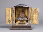 Monk Statue in Buddhist Altar Cabinet - Beeld Hout - Japan -
