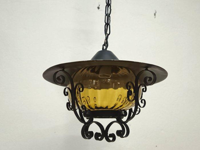 Lamp - Industriële hanglamp - smeedijzeren kooi-structuur, Antiek en Kunst, Curiosa en Brocante