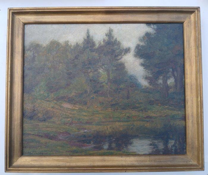 Edgar Farasyn (1858-1938) - Landschap met vijver, Antiek en Kunst, Kunst | Schilderijen | Klassiek