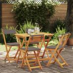 vidaXL 5-delige Vouw Bistro Set met Kussens in Massief, Tuin en Terras, Tuinsets en Loungesets, Verzenden, Nieuw